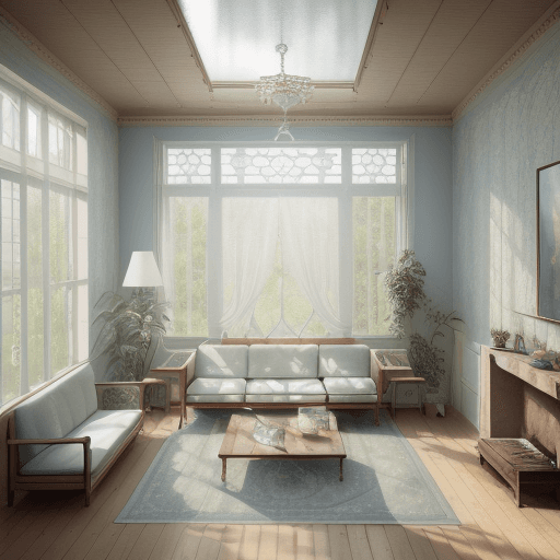 AI generated: High resolution photography interior design, dreamy sunken living room conversation pit, wooden floo...