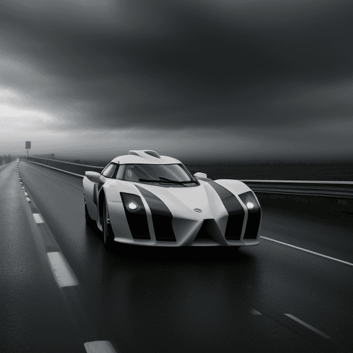 AI generated: a beautiful car creature in a highway in a cloudy day prompts, 8k