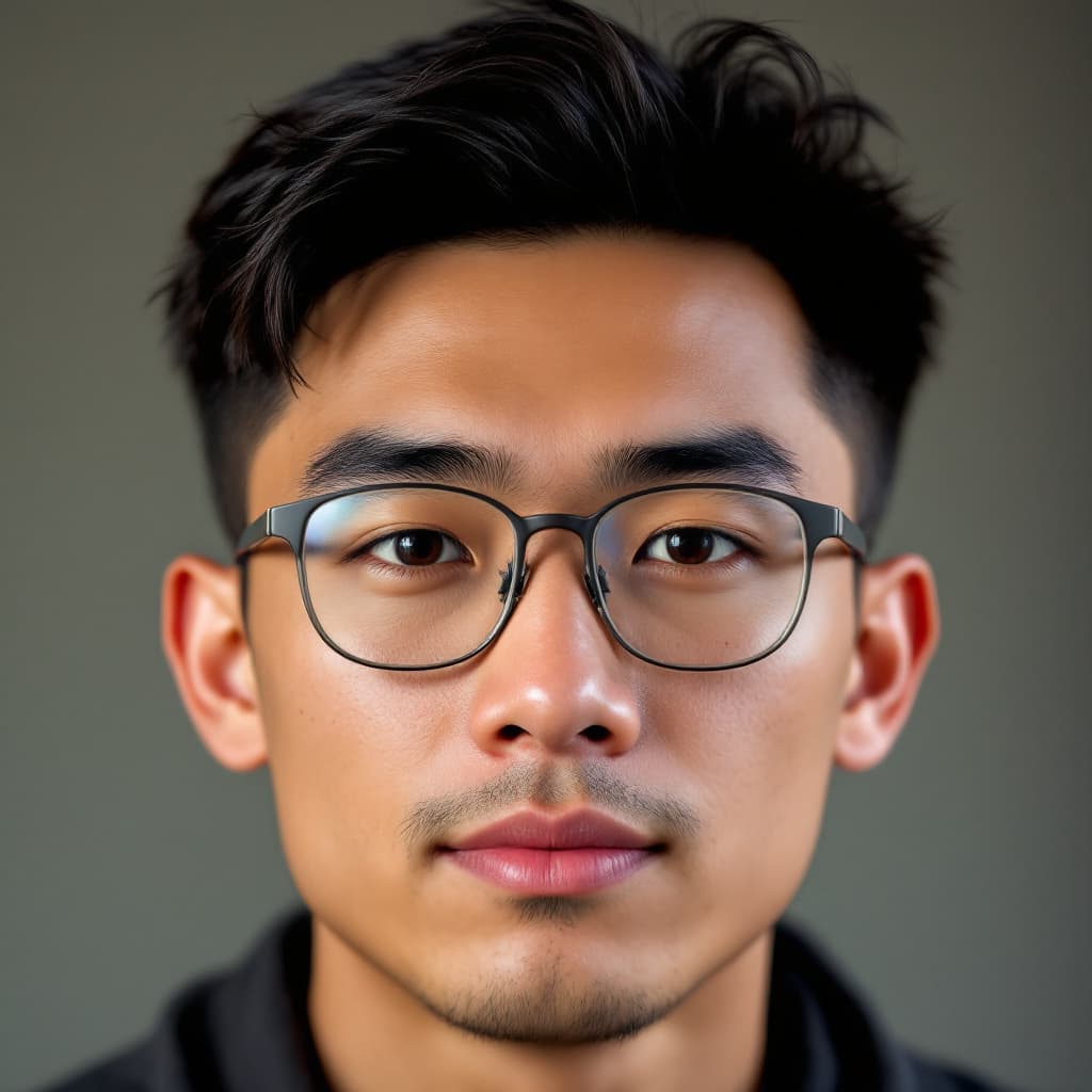 AI generated: Generate a male Malaysian person with the following features:
Eyebrows: Thick and well-defined, with...