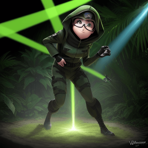 AI generated: Photographie d'un Vector de Despicable Me, vêtu d'un costume vert militaire et brandissant un sabre ...