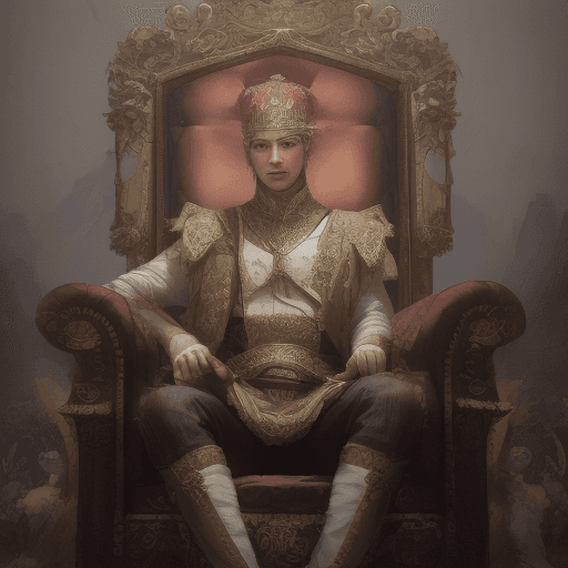 AI generated: King Vander Myndestorme upon his throne.