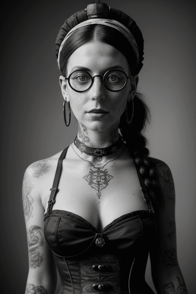 AI generated: High resolution 4k studio photography detailed black and white photo of an attractive victorian stea...