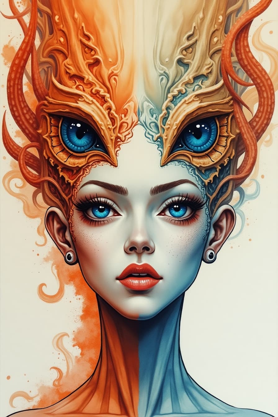 AI generated: a close up alien women art and illustration