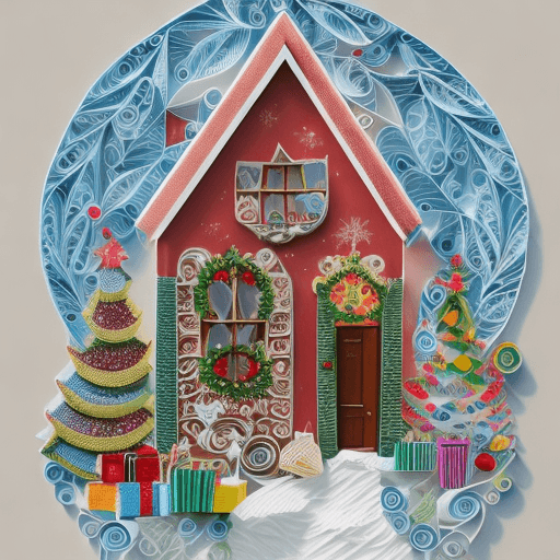AI generated: paper quilling, paper cut art, paper illustration, christmas house, one color, very detailed, 8k