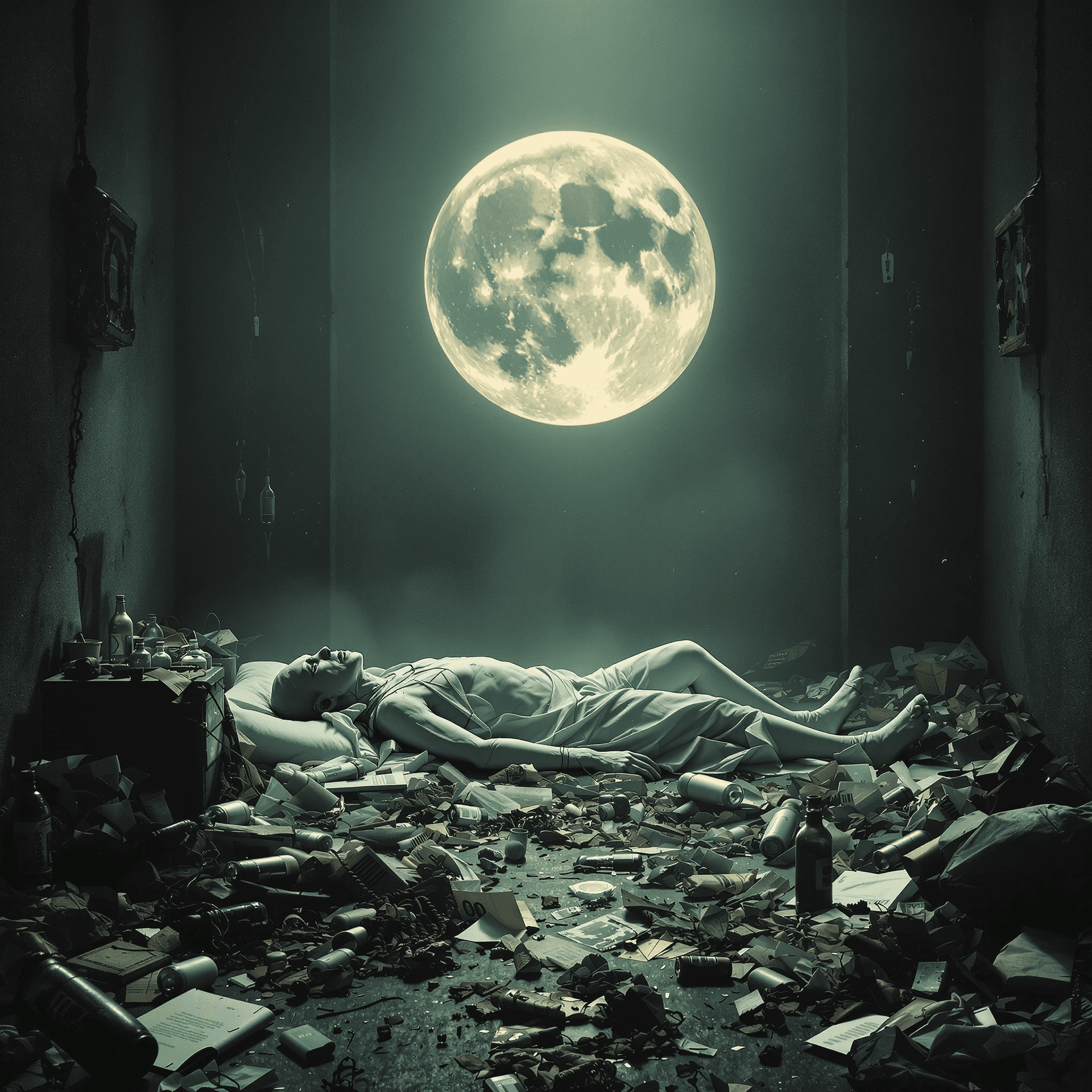 AI generated: Create an emotional dramatic dystopian image in the year 1860, featuring an old Russian poet, sick w...