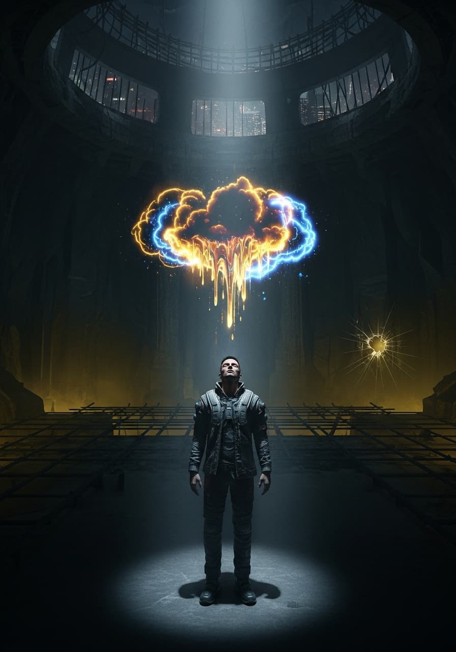AI generated: Create an emotional dramatic dystopian image featuring a scene from the poem Usheen. That in immorta...