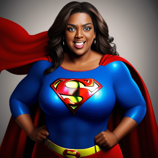 AI generated: alison hammond in a superman costume 