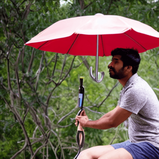 AI generated: brown guy taking shit on top of umbrella