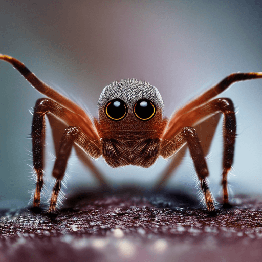 AI generated: Highly defined macrophotography of a cute little spider wearing a spiderman costume