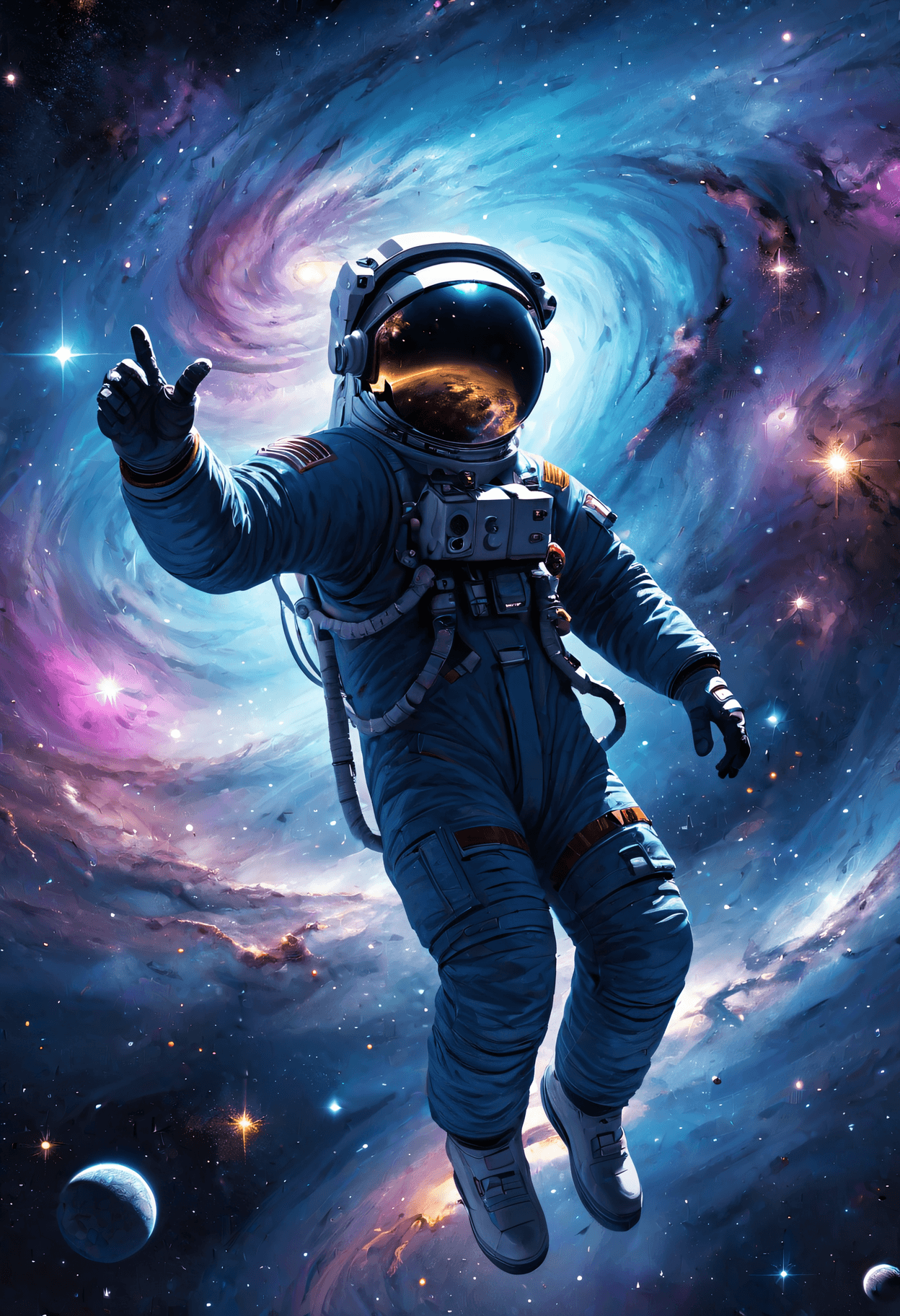 AI generated: Masterpiece, Stunning, Best quality, a captivating space-themed artwork featuring the ethereal beaut...
