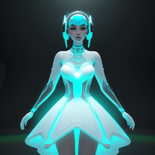 AI generated: a light up dress by hiveart electronic fashion art photoshoot, in the style of rendered in cinema4d,...