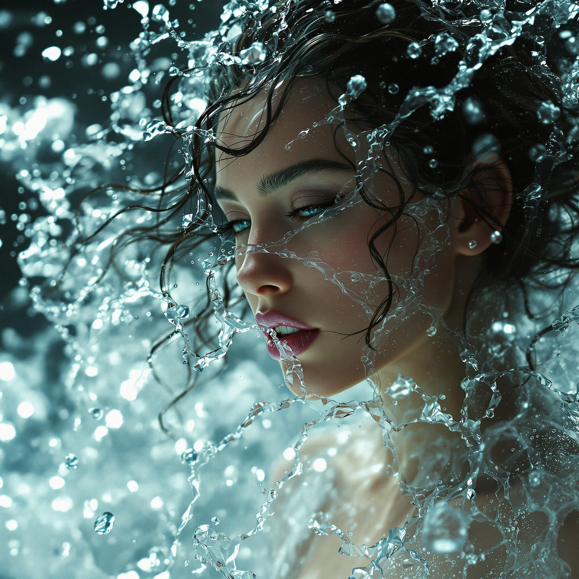 AI generated: Water texture for autodesk animation female genesis 2015, water texture for hair, in the style of ho...