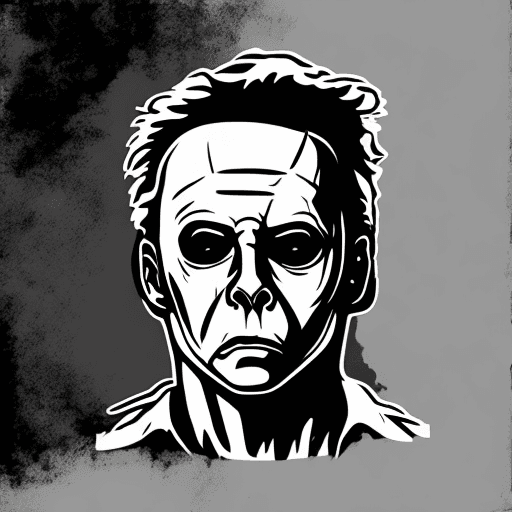 AI generated: t shirt design graphic of michael myers in the movie halloween. vector, digital screenprint by sailo...