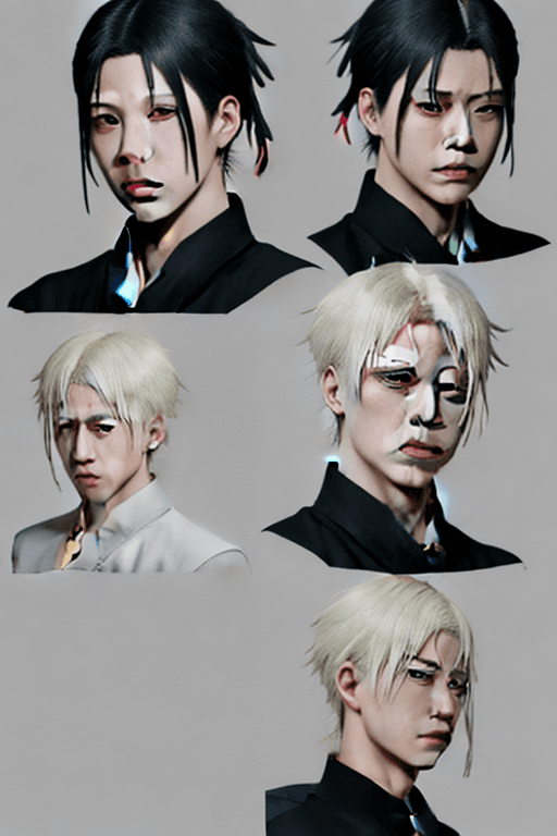 AI generated: Mix between Eyes goju satoru and 
Face chousou from Jujutsu Kaisen