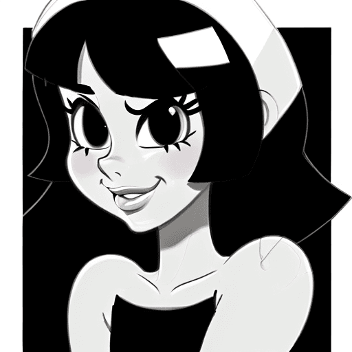 AI generated: Black and white a cartoon drawing of a girl, pansto art style,