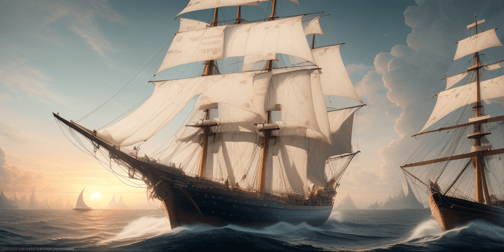 AI generated: Photo of a ultra realistic sailing ship, dramatic light, pale sunrise, cinematic lighting, battered,...