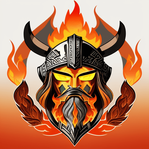 AI generated: 
Create a unique streaming channel logo by blending a Viking and Greek helmet, symbolizing fire, lif...