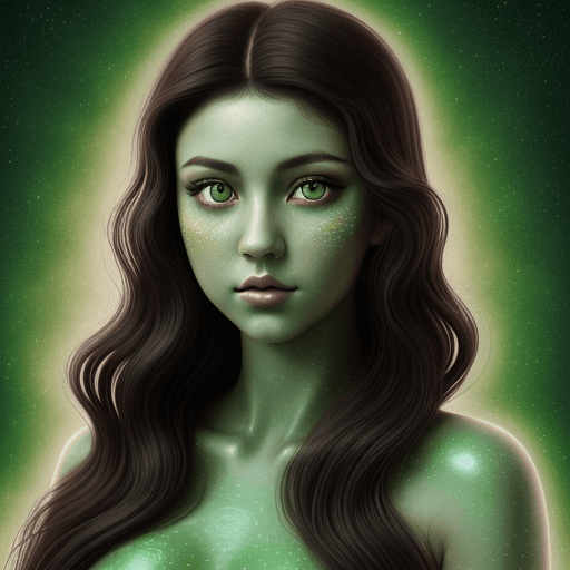 AI generated: A beautiful girl with green eyes.With a Bashkir appearance.With dark hair. Psychedelic background. D...