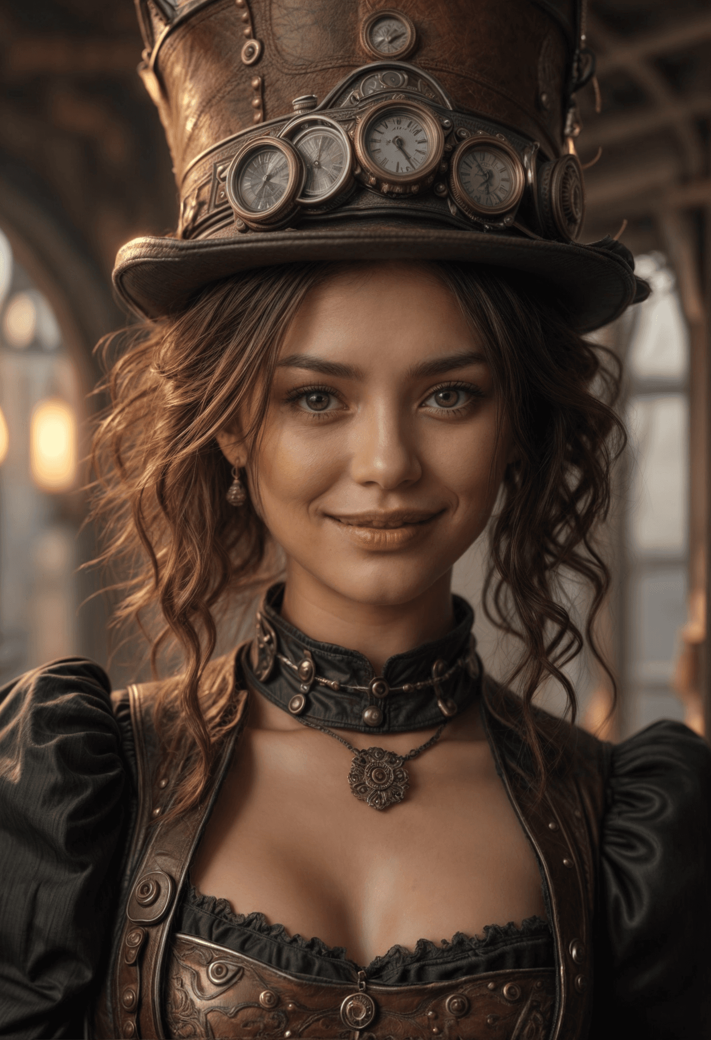 AI generated: Hot breathless beautiful steampunk princess, different cinematic scene by story, ultra high detailed...