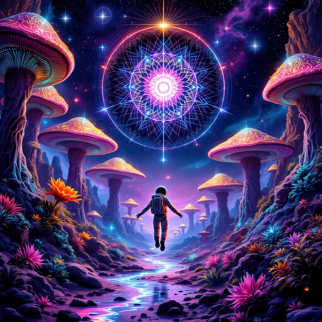 AI generated: High resolution. A hyper-detailed, psychedelic artwork perfect for a Goa trance and psytrance music ...