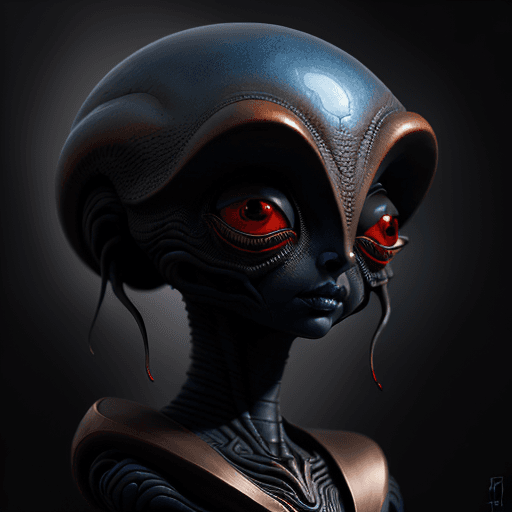 AI generated: 2d art of alien, in the style of textured illustrations, dark gray and bronze, online sculpture, nao...