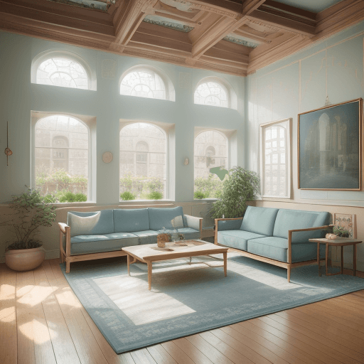 AI generated: High resolution photography interior design, dreamy sunken living room conversation pit, wooden floo...