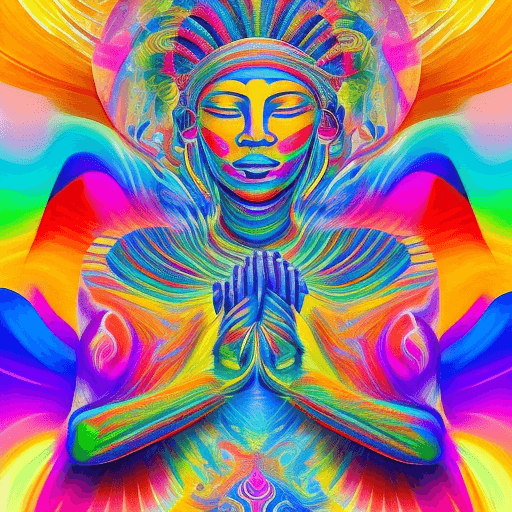 AI generated: A colorfully loud, abstract depiction of holistic healing, meditation & spiritual awakening. Visuall...