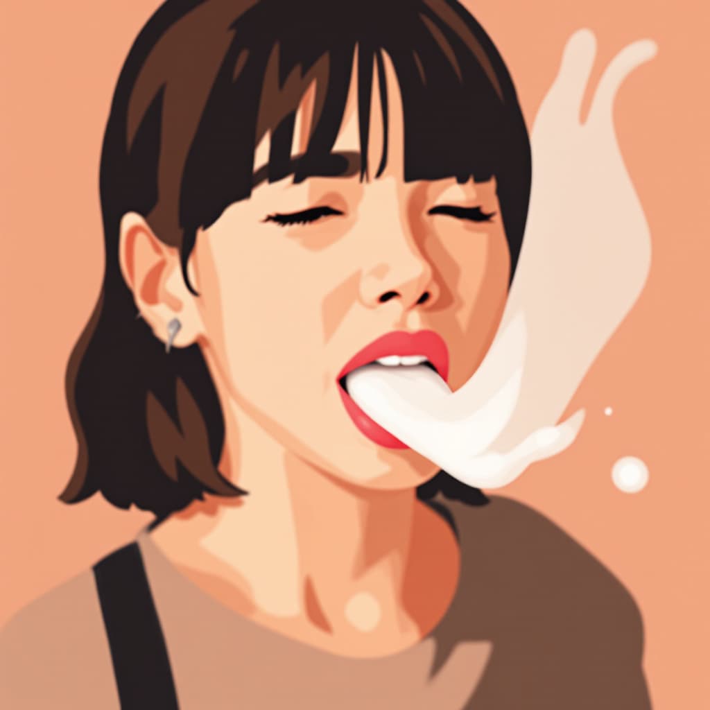 AI generated: Girl with Milk in her tongue