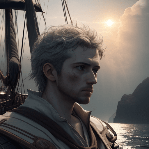 AI generated: Photo of a ultra realistic sailing ship, dramatic light, pale sunrise, cinematic lighting, battered,...