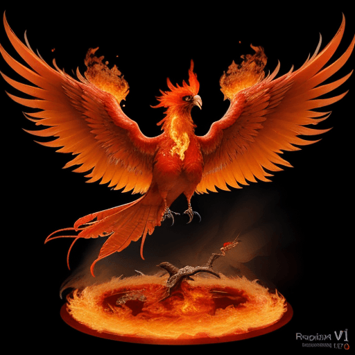 AI generated: phoenix bird with flaming wings::3 prokaryotic::1 nuclear::1 DSLR::1 vermillion::1 dof --ar 9:16 --v...