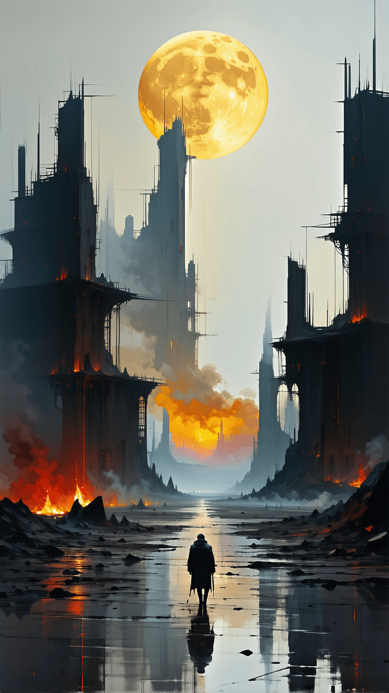 AI generated: /imagine prompt an amazing dystopian image (in the style of the artist Joao Ruas:1.9). cinematic, ep...