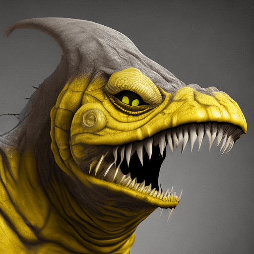 AI generated: Scary creature, flat snout, yellow eyes, horror, dark and haunting, hyperrealism, ultra-detailed, 8k...