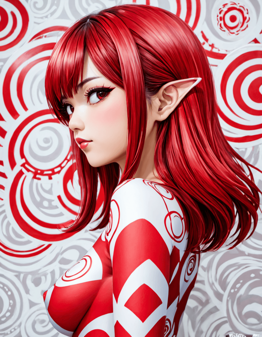 AI generated: NSFW, digital art, cartoon style, profile angle, head and torso of a beautiful japanese woman, patte...