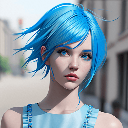 AI generated: disposable photography of beautiful blue hair color model, 8k, photo realism, --ar 3:4