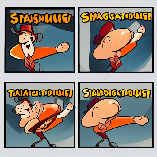 AI generated: Create a high-definition 2D cartoon concept image of a sausage doing a tap dance with a hat, capturi...
