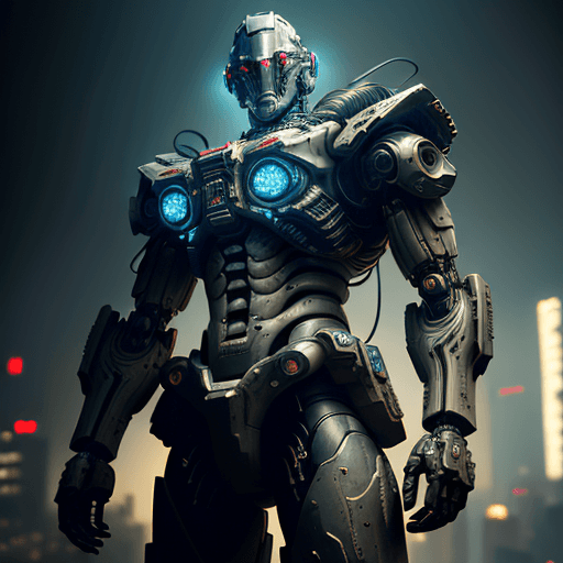 AI generated: Masterpiece, full-body shot, intricate raw photography. Cyberpunk, realistic, highly detailed 3D ren...