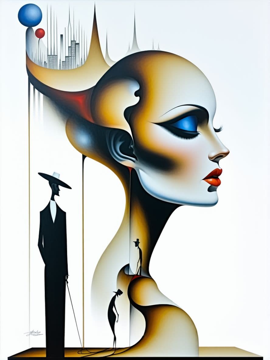 AI generated: surreal-pretty-wife-airbrush-art-by-paul-wunderlich-yves-tanguy