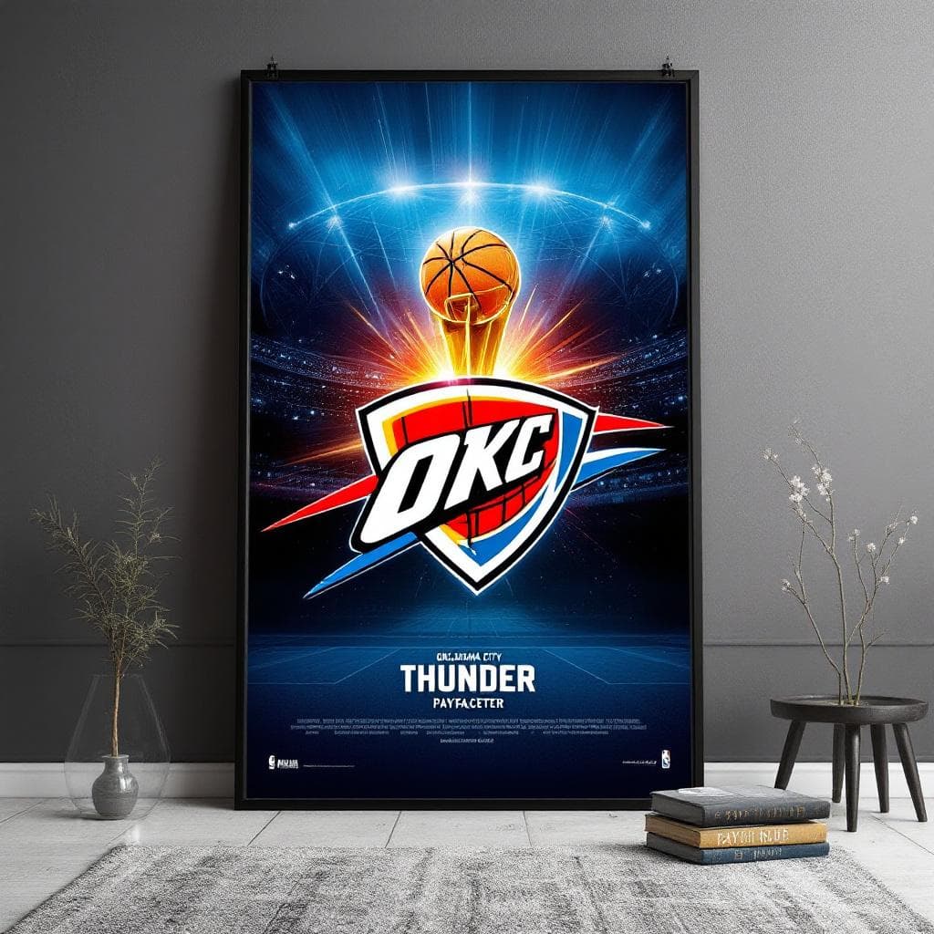 AI generated: Create a powerful Oklahoma City Thunder NBA Finals Poster, PAYCOM Center 



