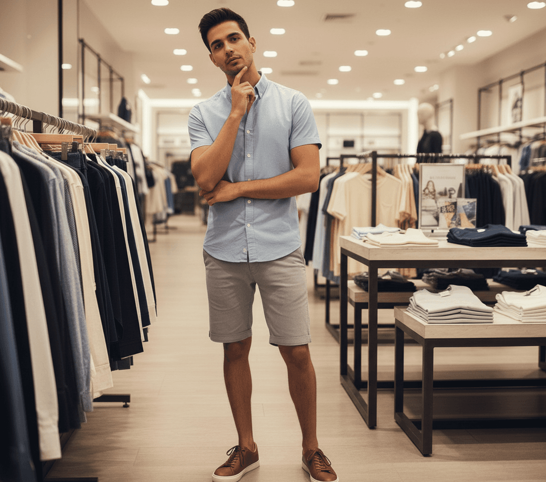 AI generated: The Hispanic male has one hand on his chin, expressing mindful opinion.