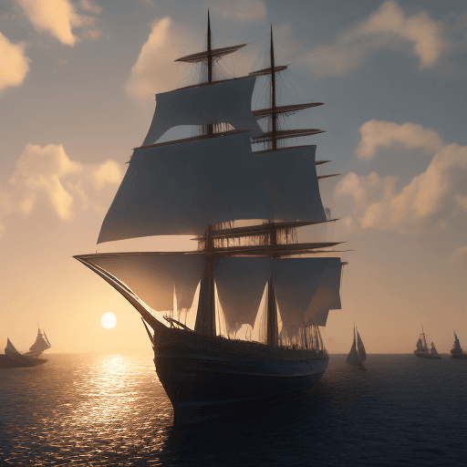 AI generated: Photo of a ultra realistic sailing ship, dramatic light, pale sunrise, cinematic lighting, battered,...