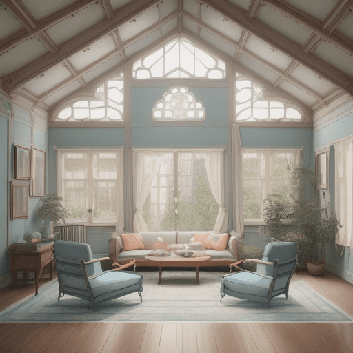 AI generated: High resolution photography interior design, dreamy sunken living room conversation pit, wooden floo...