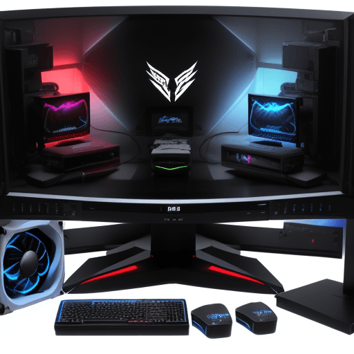 AI generated: Gaming PC Setup super high end PC Gamer, multiple monitor