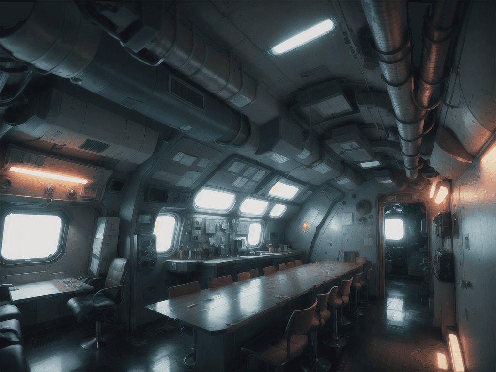 AI generated: looking out through the window of a spaceship, flying through a futuristic neon-lit dystopian cyberp...
