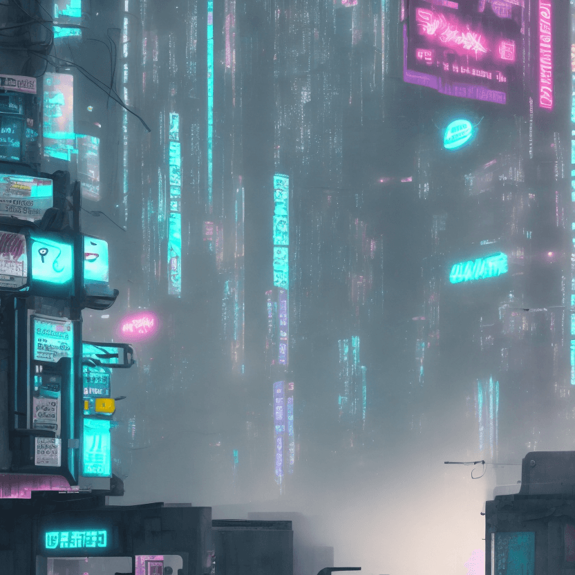 AI generated: close up cyberpunk at atm light fog, 16k