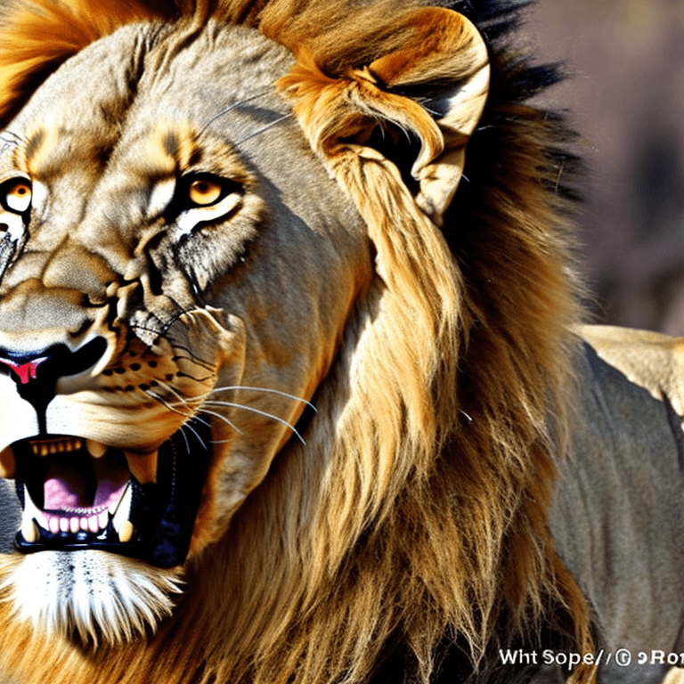 AI generated: Male lion tongue out open mouth long tongue panting realistic 