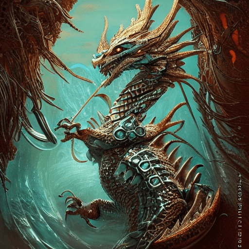 AI generated: """ Insanely detailed cinematic filigree photography of hyperdetailed mini teal dragon embraces AROU...
