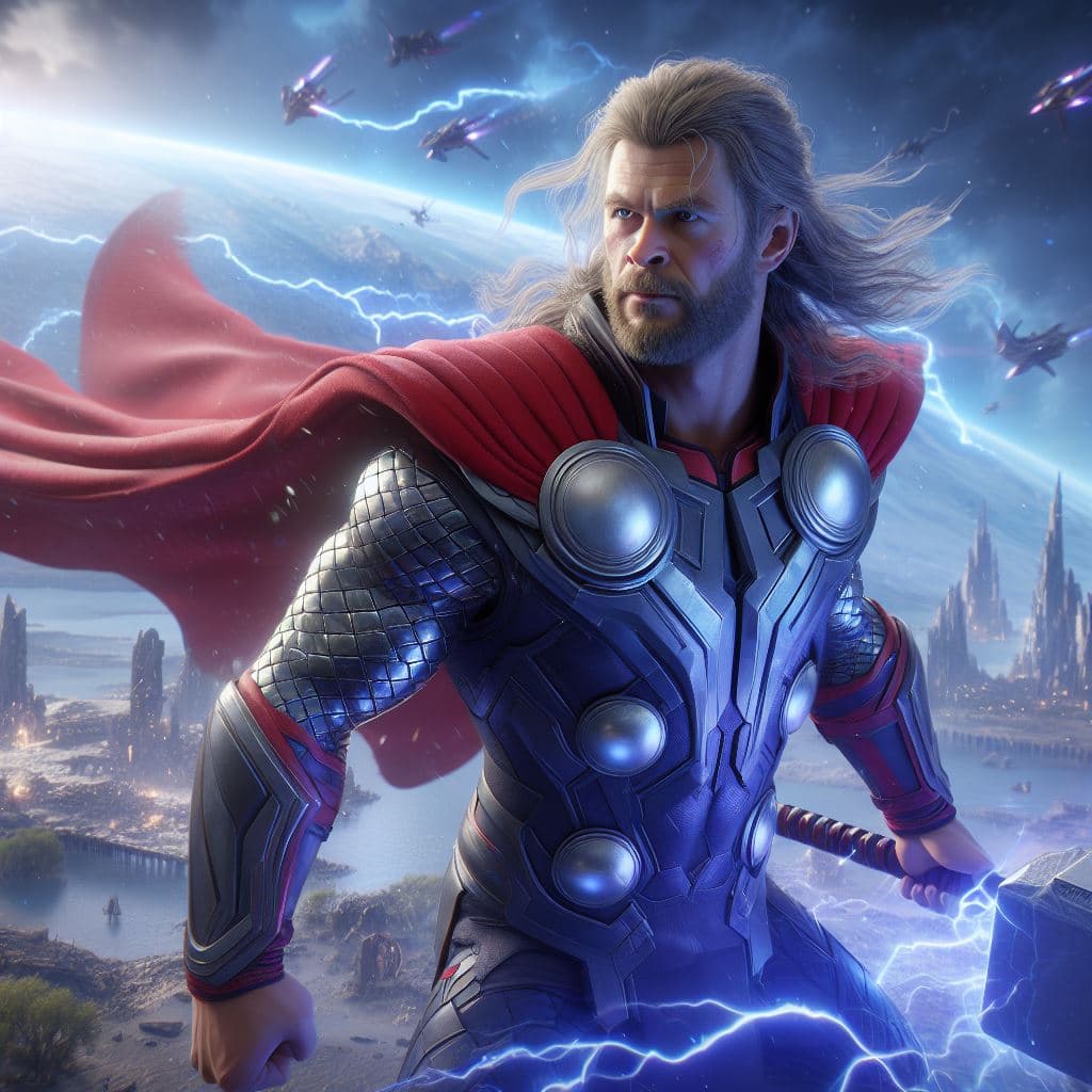 AI generated: Thor of Marvel, 8K, masterpiece, octane render, ray-tracing