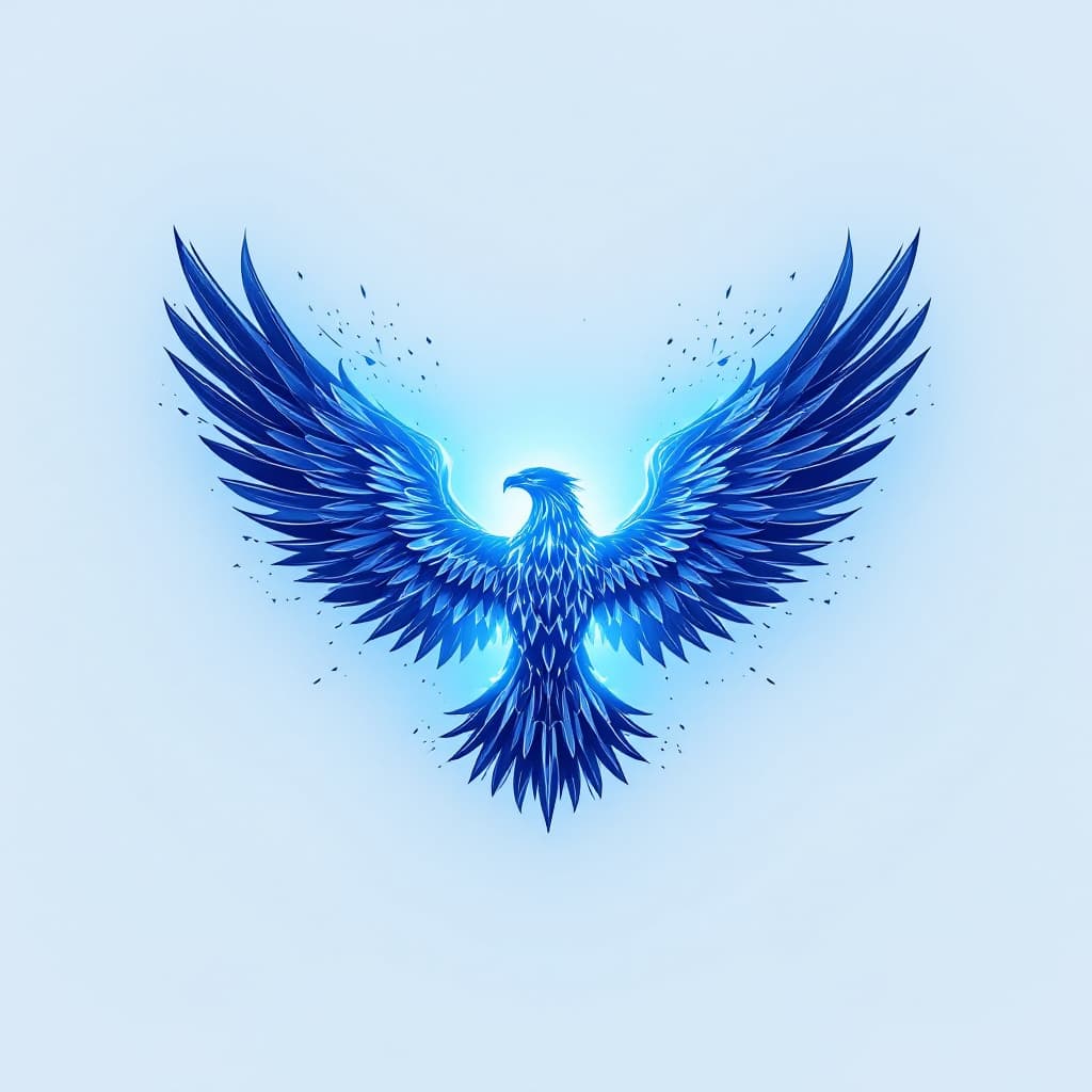 AI generated: fondo para post de facebook   bioluminiscente azul neón UHD que tenga forma de aguila de escudo mili...