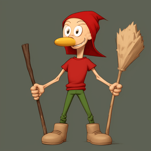 AI generated: create slim guyt named bartek ,swap his arms with sticks. he have no diglet in hand
 
