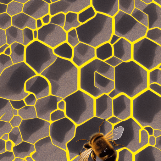 AI generated: a flat picture of a bee on a honeqcomb in a shape of hexagon
